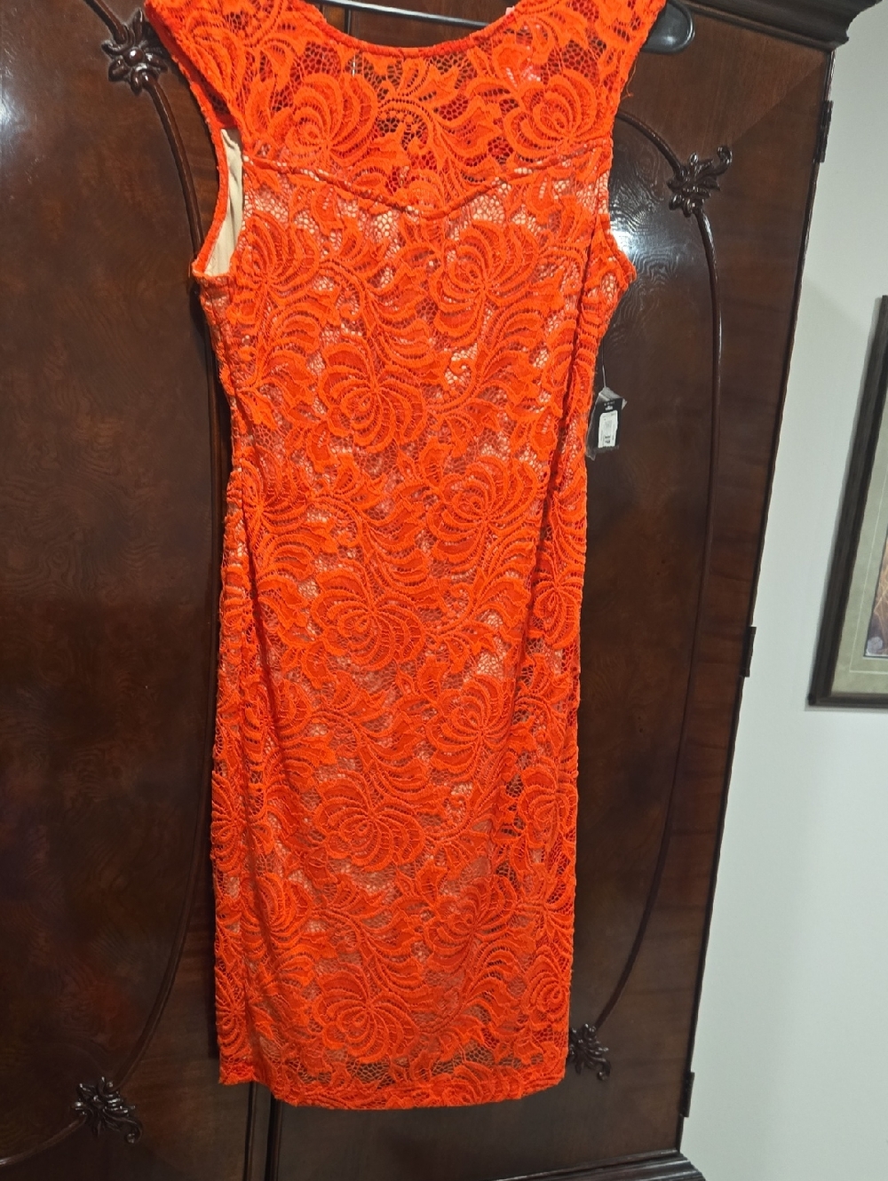Worthington Orange Floral Lace Midi Dress